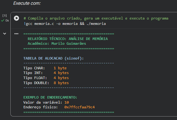 Implementação do código em C